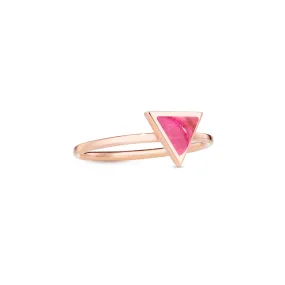 Triangle sticker ring rose gold with pink tourmaline