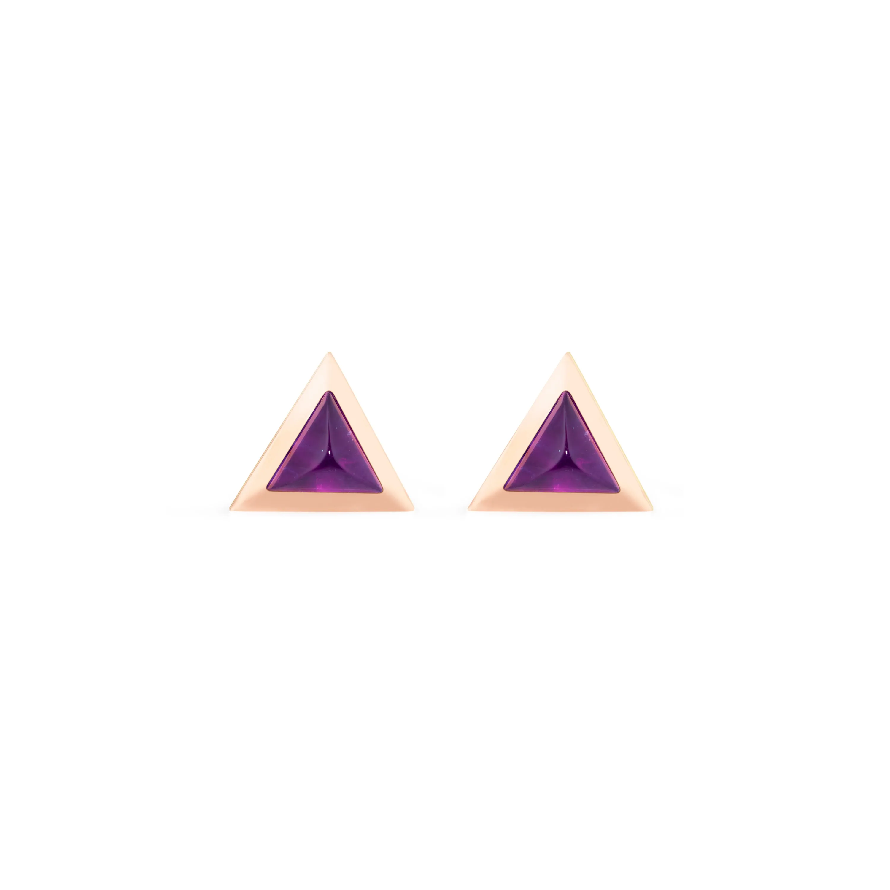 Triangle sticker studs rose gold with amethyst