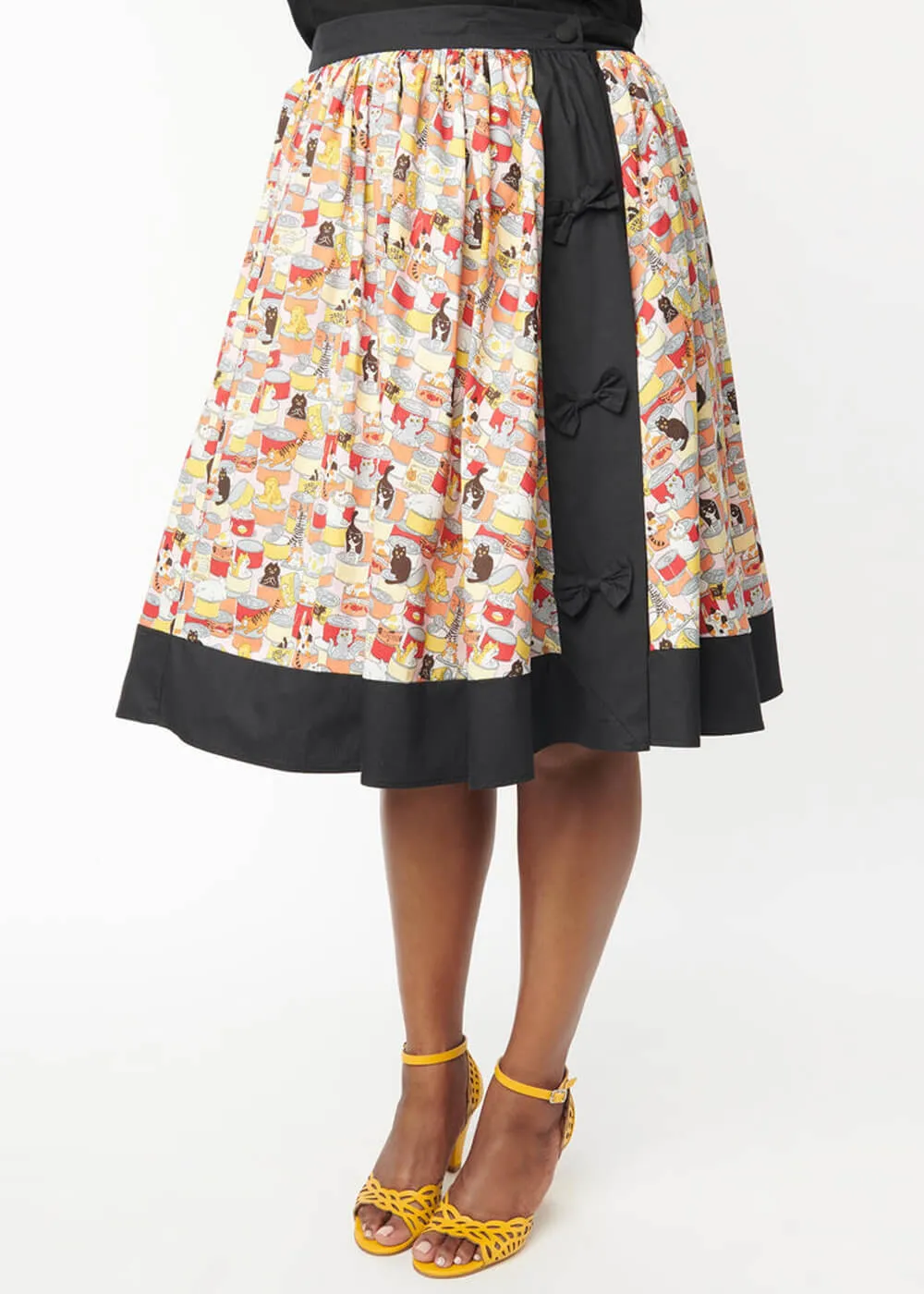 Unique Vintage Rye Cat 50's Swing Skirt Black