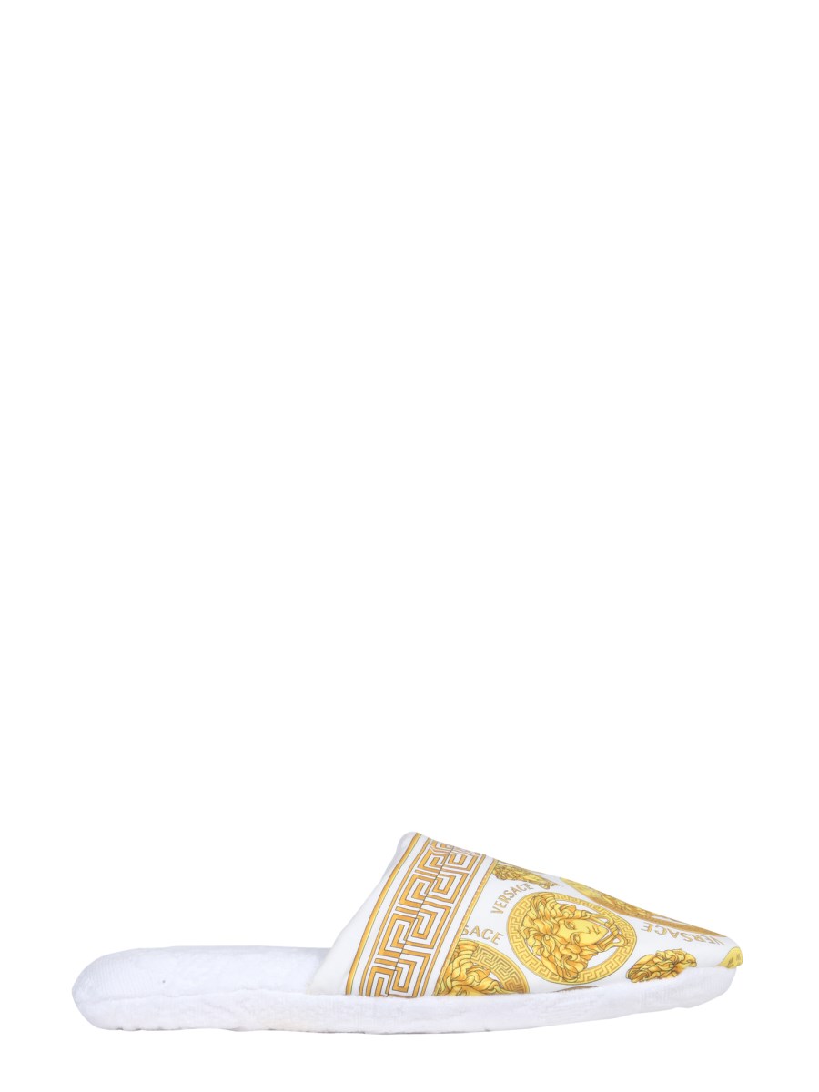 VERSACE    AMPLIFIED MEDUSA COTTON SLIPPERS