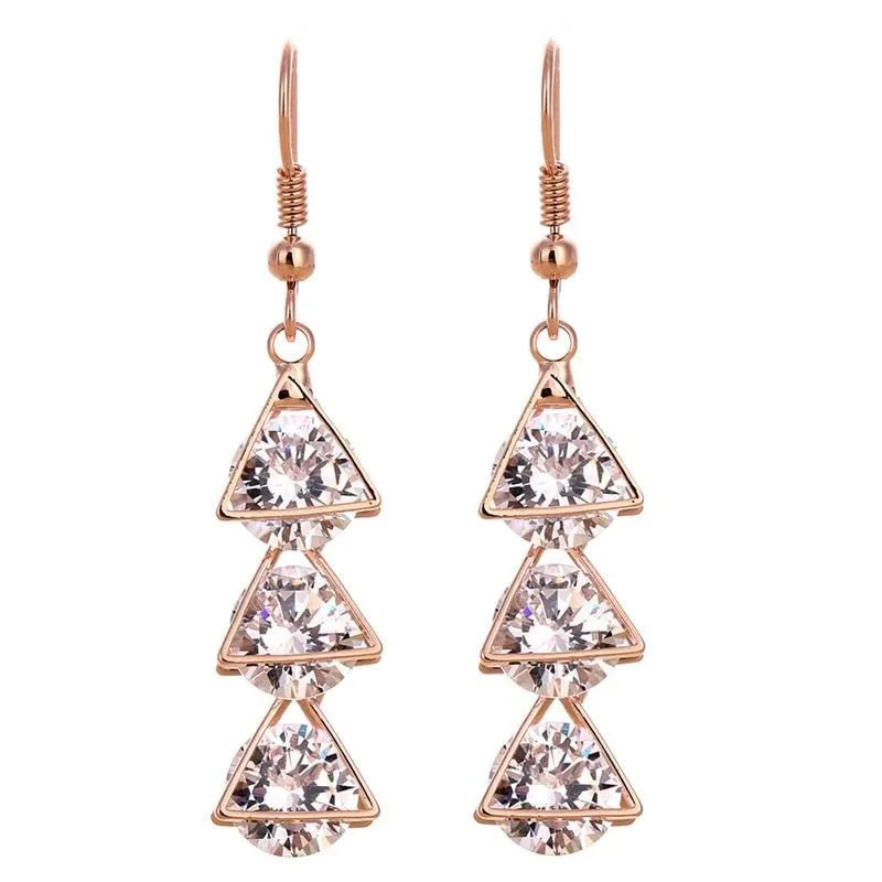 Vintage Korean Style Rhinestone CZ Dangle Earring Women Jewelry