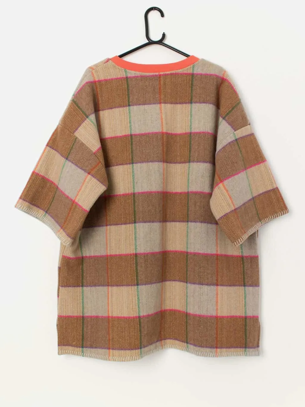 Vintage oversize wool dress, pale plaid pattern – Large