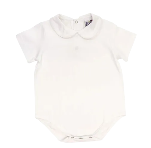 White Knit, White Trim, Knit Boys L/S Onesie - White