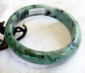 Yin and Yang Burmese Jadeite Bangle Bracelet 62 mm Grade A + Certificate (4979)