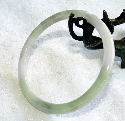 Yin and Yang Varied Green Burmese Jadeite Bangle Bracelet 66 mm + Certificate (5020)